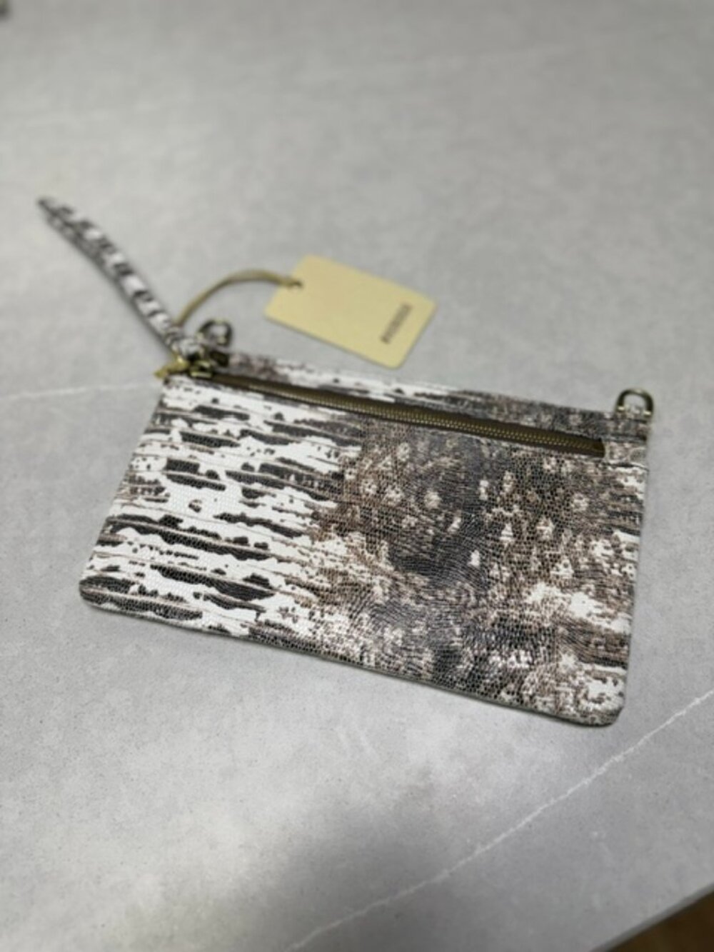 HOBO GO Wristlet - NWT - Brown and White Lizard Print